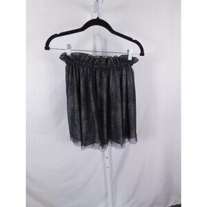 Leopard Print Tulle Skirt Womens Size F One Size Black Sheer Mini Elastic Waist